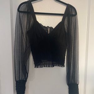 Free People Sheer Black Top